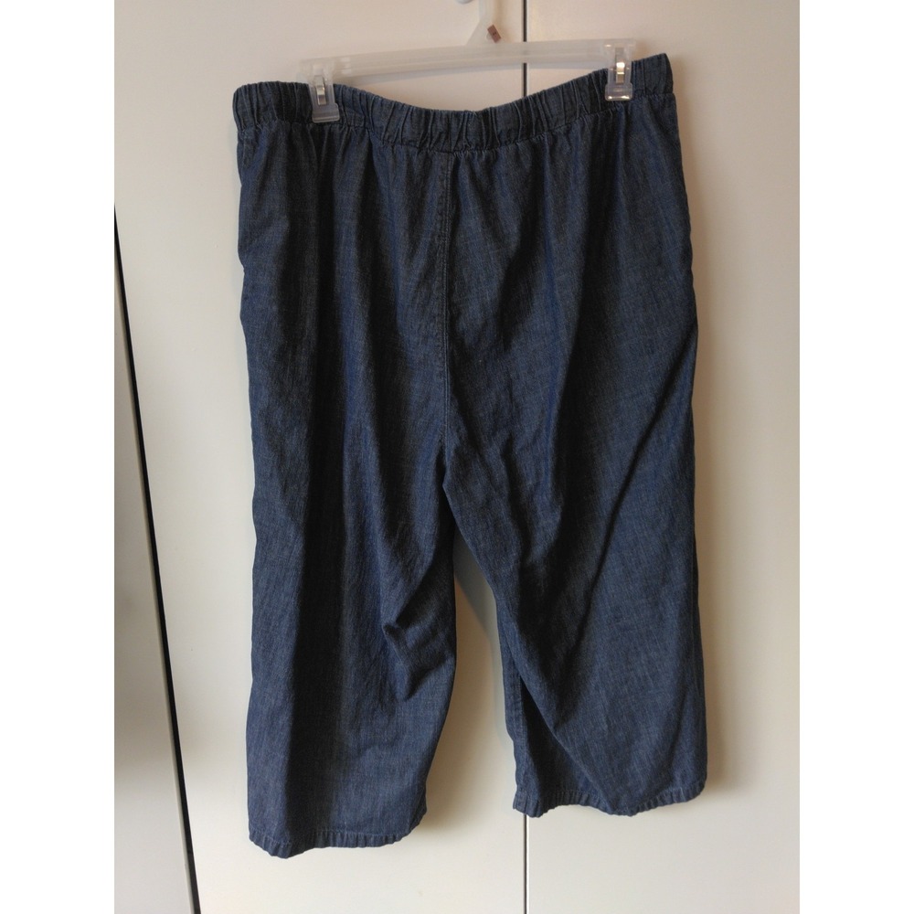 Woman Within Wide Leg Cropped Denim Pants Plus Size 26 Elastic Waist Flowy - Picture 2 of 9
